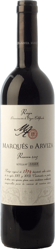 12,95 € Бесплатная доставка | Красное вино Marqués de Arviza Резерв D.O.Ca. Rioja Ла-Риоха Испания Tempranillo, Grenache бутылка 75 cl