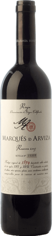 12,95 € Envio grátis | Vinho tinto Marqués de Arviza Reserva D.O.Ca. Rioja La Rioja Espanha Tempranillo, Grenache Garrafa 75 cl