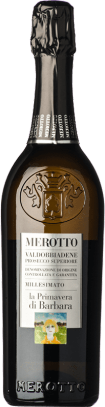 18,95 € Envoi gratuit | Vin Mousseux Blanc Merotto La Primavera di Barbara Dry — Sec D.O.C.G. Prosecco di Conegliano-Valdobbiadene Vénétie Italie Glera Bouteille 75 cl