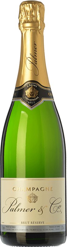 39,95 € Бесплатная доставка | Белое игристое вино Palmer & Co Brut — брют Резерва A.O.C. Champagne шампанское Франция Pinot Noir — Пино Нуар, Chardonnay — Шардоне, Pinot Meunier — Пино Менье 75 cl