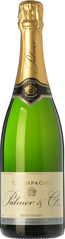 39,95 € Envio grátis | Espumante branco Palmer & Co Brut Reserva A.O.C. Champagne Champagne França Pinot Preto, Chardonnay, Pinot Meunier Garrafa 75 cl