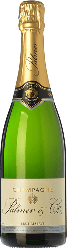 38,95 € Kostenloser Versand | Weißer Sekt Palmer & Co Brut Reserve A.O.C. Champagne Champagner Frankreich Pinot Schwarz, Chardonnay, Pinot Meunier Flasche 75 cl