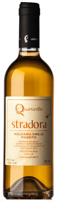29,95 € Envio grátis | Vinho Doce Quarticello Stradora Passito I.G.T. Emilia Romagna Emília-Romanha Itália Malvasia Garrafa Medium 50 cl