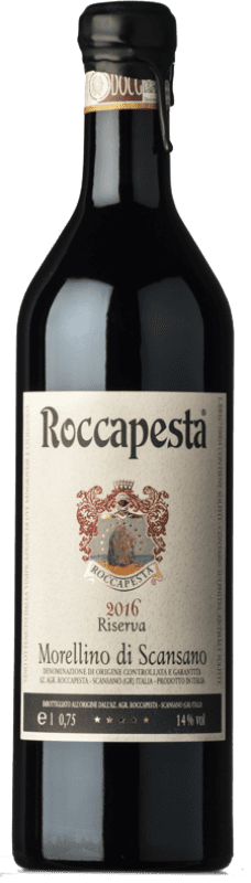 28,95 € 免费送货 | 红酒 Roccapesta 预订 D.O.C.G. Morellino di Scansano 托斯卡纳 意大利 Sangiovese, Bacca Red, Ciliegiolo 瓶子 75 cl