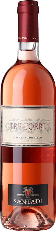 7,95 € 免费送货 | 玫瑰酒 Santadi Rosato Tre Torri D.O.C. Carignano del Sulcis 撒丁岛 意大利 Carignan 瓶子 75 cl