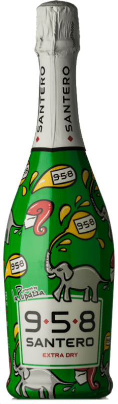 10,95 € Envoi gratuit | Vin Mousseux Blanc Santero 958 La Pupazza Elephants Extra Dry — Extra-Sec D.O.C. Piedmont Piémont Italie Bacca Bouteille 75 cl