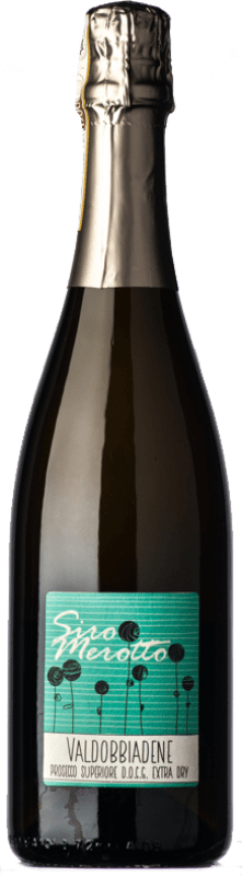 15,95 € Spedizione Gratuita | Spumante bianco Siro Merotto Extradry Extra Secco D.O.C.G. Prosecco di Conegliano-Valdobbiadene Veneto Italia Glera Bottiglia 75 cl