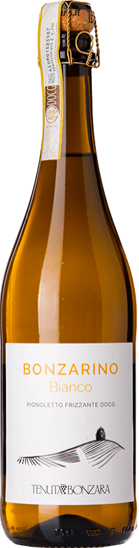 12,95 € Free Shipping | White sparkling Bonzara Frizzante Bonzarino D.O.C. Colli Bolognesi Classico Pignoletto Emilia-Romagna Italy Pignolo Bottle 75 cl