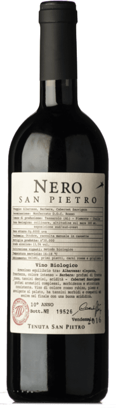 13,95 € Free Shipping | Red wine San Pietro Rosso Nero D.O.C. Monferrato Piemonte Italy Cabernet Sauvignon, Barbera, Albarossa Bottle 75 cl
