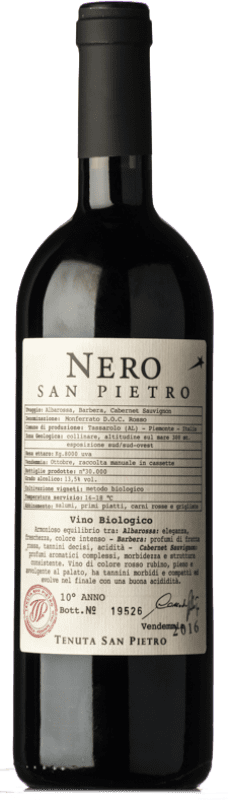 14,95 € Envio grátis | Vinho tinto San Pietro Rosso Nero D.O.C. Monferrato Piemonte Itália Cabernet Sauvignon, Barbera, Albarossa Garrafa 75 cl