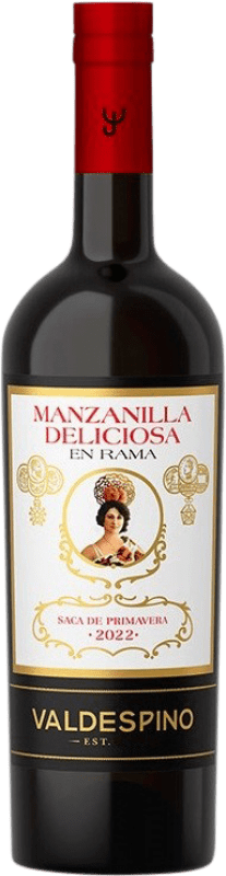 12,95 € 免费送货 | 加强葡萄酒 Valdespino Deliciosa Fino en Rama 原桶菲诺 D.O. Manzanilla-Sanlúcar de Barrameda 桑卢卡尔德巴拉梅达 西班牙 Palomino Fino 半瓶 37 cl