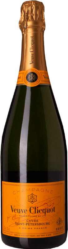 93,95 € Бесплатная доставка | Белое игристое Veuve Clicquot Cuvée Saint-Pétersbourg брют A.O.C. Champagne шампанское Франция Pinot Black, Chardonnay, Pinot Meunier бутылка 75 cl