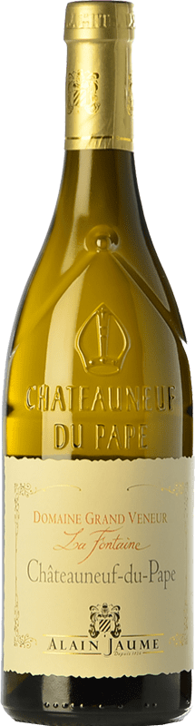 39,95 € Envio grátis | Vinho branco Alain Jaume Grand Veneur La Fontaine Crianza A.O.C. Châteauneuf-du-Pape Rhône França Roussanne Garrafa 75 cl