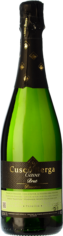 10,95 € Spedizione Gratuita | Spumante Bianco Cuscó Berga Brut Premium Riserva D.O. Cava Spagna Macabeo, Xarel·lo, Parellada 75 cl