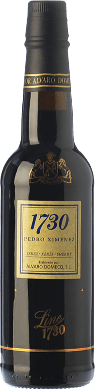 28,95 € 免费送货 | 甜葡萄酒 Domecq 1730 PX D.O. Manzanilla-Sanlúcar de Barrameda 安达卢西亚 西班牙 Pedro Ximénez 半瓶装 37 cl