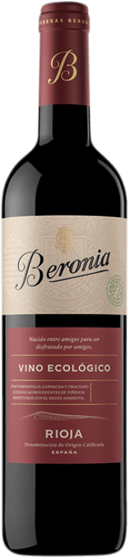 12,95 € Бесплатная доставка | Красное вино Beronia Ecológico Молодой D.O.Ca. Rioja Ла-Риоха Испания Tempranillo бутылка 75 cl