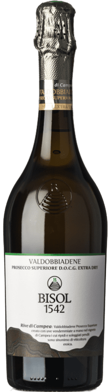 21,95 € 免费送货 | 白起泡酒 Bisol Vigneti del Fol 额外的干燥 D.O.C.G. Prosecco di Conegliano-Valdobbiadene 特雷维索 意大利 Glera 瓶子 75 cl