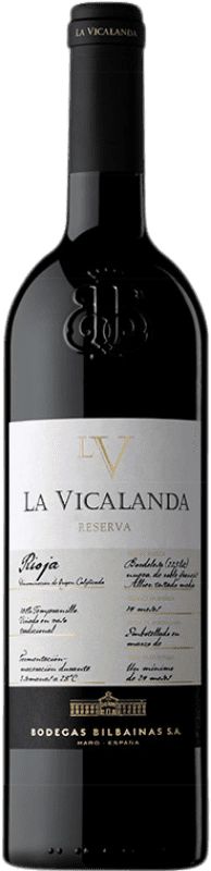 32,95 € 免费送货 | 红酒 Bodegas Bilbaínas La Vicalanda 预订 D.O.Ca. Rioja 拉里奥哈 西班牙 Tempranillo 瓶子 75 cl