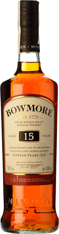 49,95 € Envio grátis | Whisky Single Malt Morrison's Bowmore Darkest 15 Islay Reino Unido Garrafa 70 cl