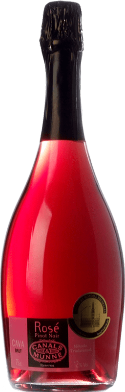 13,95 € Free Shipping | Rosé sparkling Canals & Munné Rosé Brut Reserve D.O. Cava Catalonia Spain Pinot Black Bottle 75 cl
