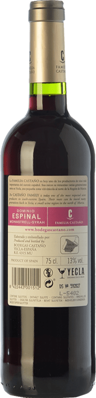 5,95 € Free Shipping | Red wine Castaño Dominio de Espinal Joven D.O. Yecla Region of Murcia Spain Syrah, Monastrell Bottle 75 cl