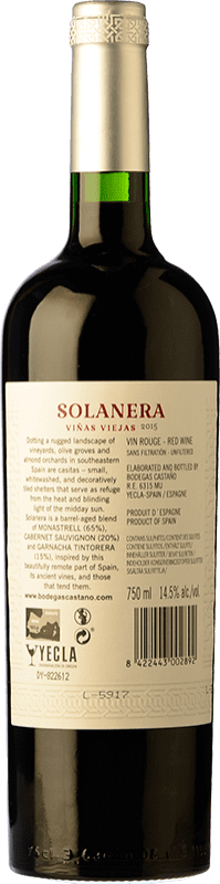 13,95 € Free Shipping | Red wine Castaño Solanera Joven D.O. Yecla Region of Murcia Spain Cabernet Sauvignon, Monastrell, Grenache Tintorera Bottle 75 cl