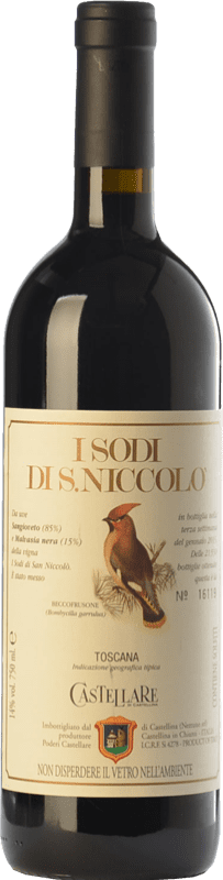 88,95 € Free Shipping | Red wine Castellare di Castellina I Sodi di S. Niccolò I.G.T. Toscana Tuscany Italy Sangiovese, Malvasia Black Bottle 75 cl