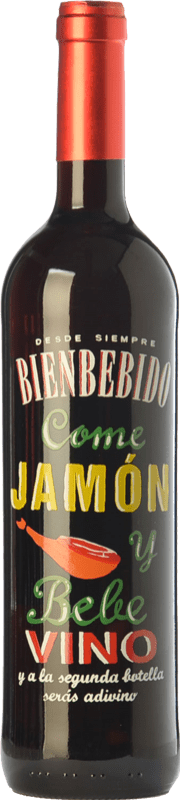 5,95 € Envío gratis | Vino Tinto Castillo de Maetierra Come Jamón y Bebe Vino Joven D.O.Ca. Rioja La Rioja España Tempranillo 75 cl