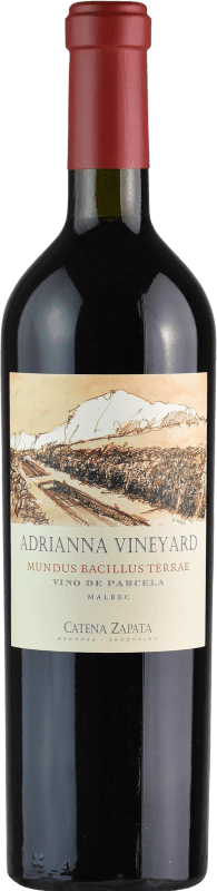 283,95 € Kostenloser Versand | Rotwein Catena Zapata Adrianna Mundus Bacillus Terrae Single Vineyard — Einzellagenwein Crianza — Kurze Fassreifung I.G. Mendoza Mendoza Argentinien Malbec, Viognier Flasche 75 cl