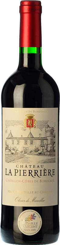 9,95 € Бесплатная доставка | Красное вино Château La Pierrière Молодой A.O.C. Côtes de Castillon Бордо Франция Merlot, Cabernet Sauvignon, Cabernet Franc бутылка 75 cl