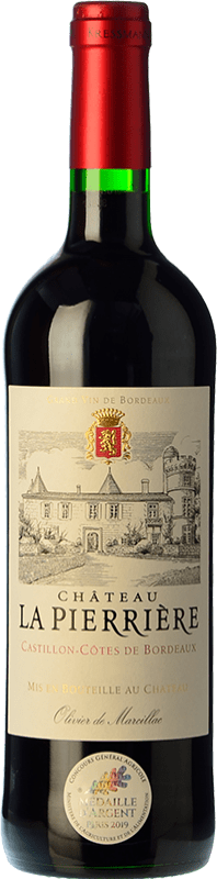 15,95 € Spedizione Gratuita | Vino rosso Château La Pierrière Giovane A.O.C. Côtes de Castillon bordò Francia Merlot, Cabernet Sauvignon, Cabernet Franc Bottiglia 75 cl