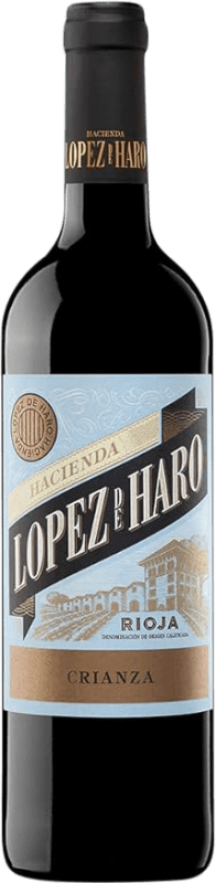 8,95 € Бесплатная доставка | Красное вино Hacienda López de Haro старения D.O.Ca. Rioja Ла-Риоха Испания Tempranillo, Grenache, Graciano бутылка 75 cl