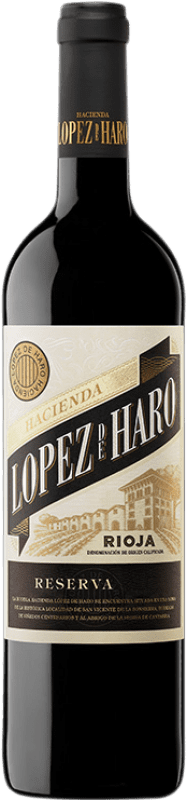 10,95 € Бесплатная доставка | Красное вино Hacienda López de Haro Резерв D.O.Ca. Rioja Ла-Риоха Испания Tempranillo, Graciano бутылка 75 cl