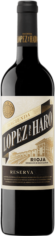 12,95 € Бесплатная доставка | Красное вино Hacienda López de Haro Резерва D.O.Ca. Rioja Ла-Риоха Испания Tempranillo — Темпранильо, Graciano — Грасиано Бутылка 75 cl