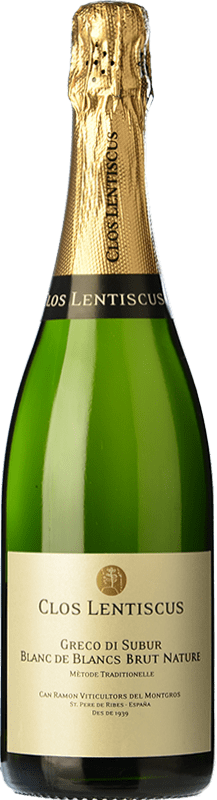 16,95 € Бесплатная доставка | Белое игристое вино Clos Lentiscus Brut Nature — Брют Натюр Классический, Blanc de Blancs Резерва D.O. Penedès Каталония Испания Malvasia — Мальвасия 75 cl