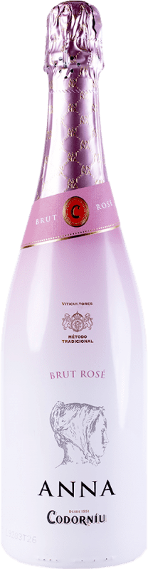 13,95 € Kostenloser Versand | Rosé Sekt Codorníu Anna Sleever Print Brut — Herb Rosé D.O. Cava Katalonien Spanien Pinot Noir — Spätburgunder, Chardonnay Flasche 75 cl