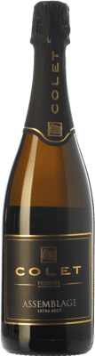 42,95 € 免费送货 | 白起泡酒 Colet Assemblage Extra Brut — 特干型起泡酒 珍藏 D.O. Penedès 加泰罗尼亚 西班牙 Pinot Noir — 黑皮诺, Chardonnay — 莎当妮 75 cl