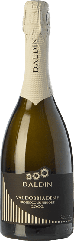 12,95 € 送料無料 | 白スパークリングワイン DalDin 余分な乾燥 D.O.C.G. Prosecco di Conegliano-Valdobbiadene トレヴィーゾ イタリア Glera ボトル 75 cl