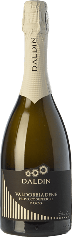 13,95 € Envoi gratuit | Vin Mousseux Blanc DalDin Extra Seco — Extra-Sec D.O.C.G. Prosecco di Conegliano-Valdobbiadene Trévise Italie Glera Bouteille 75 cl