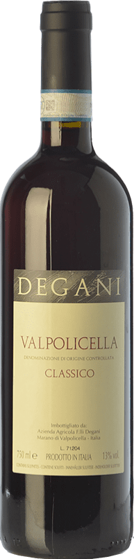 9,95 € Spedizione Gratuita | Vino rosso Degani Classico D.O.C. Valpolicella Veneto Italia Corvina, Rondinella, Corvinone Bottiglia 75 cl