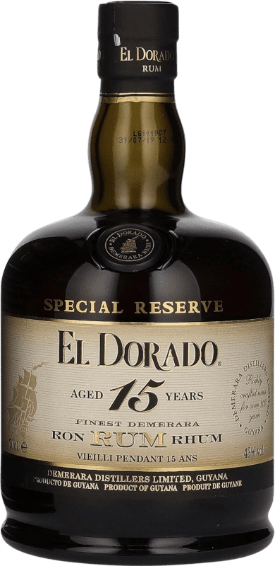 61,95 € Spedizione Gratuita | Rum Demerara El Dorado 15 Guyana Bottiglia 70 cl
