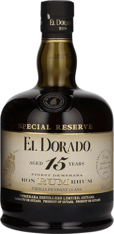 63,95 € Envío gratis | Ron Demerara El Dorado 15 Guayana Botella 70 cl