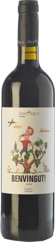 9,95 € Spedizione Gratuita | Vino Rosso Can Descregut Benvingut Giovane D.O. Penedès Catalogna Spagna Merlot 75 cl