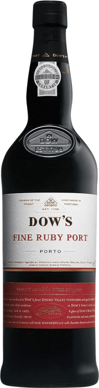 14,95 € Free Shipping | Fortified Wine Dow's Port Ruby I.G. Porto Porto Portugal Touriga Franca, Touriga Nacional, Tinta Roriz, Tinta Cão, Tinta Barroca Bottle 75 cl