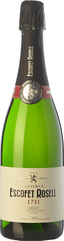 9,95 € Kostenloser Versand | Weißer Sekt Escofet Rosell 1731 Brut — Herb Reserve — Gereift D.O. Cava Katalonien Spanien Pinot Noir — Spätburgunder, Macabeo, Xarel·lo, Chardonnay, Parellada 75 cl
