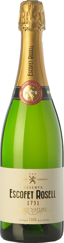 8,95 € Spedizione Gratuita | Spumante bianco Escofet Rosell 1731 Brut Nature Riserva D.O. Cava Catalogna Spagna Pinot Nero, Macabeo, Xarel·lo, Chardonnay, Parellada Bottiglia 75 cl