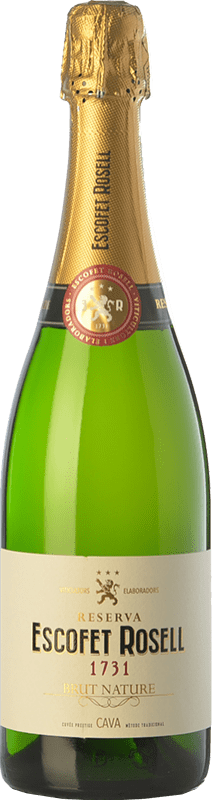 8,95 € Kostenloser Versand | Weißer Sekt Escofet Rosell 1731 Brut Natur Reserve D.O. Cava Katalonien Spanien Spätburgunder, Macabeo, Xarel·lo, Chardonnay, Parellada Flasche 75 cl