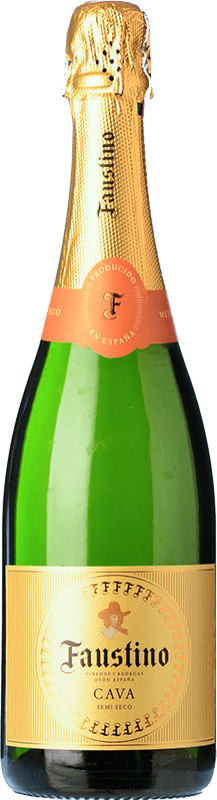 9,95 € 免费送货 | 白起泡酒 Faustino 干 年轻的 D.O. Cava 加泰罗尼亚 西班牙 Macabeo, Chardonnay 瓶子 75 cl