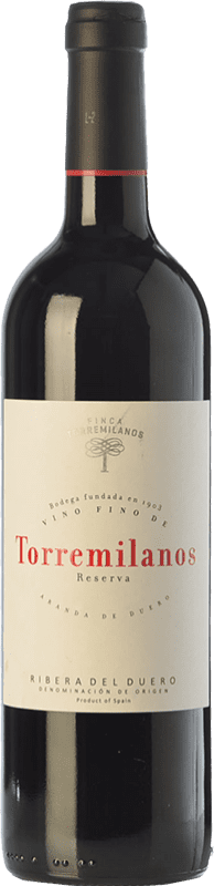 28,95 € Envío gratis | Vino Tinto Finca Torremilanos Reserva D.O. Ribera del Duero Castilla y León España Tempranillo Eco — Ecológico 75 cl