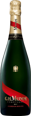 48,95 € Kostenloser Versand | Weißer Sekt G.H. Mumm Cordon Rouge A.O.C. Champagne Champagner Frankreich Pinot Schwarz, Chardonnay, Pinot Meunier Flasche 75 cl